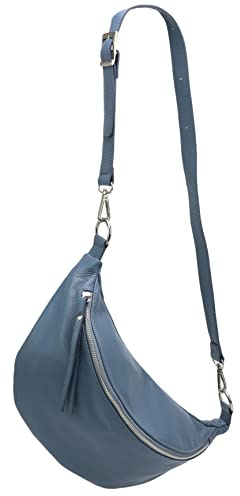 SH Leder echt Leder Damen unisex Brusttasche für Festival Reise mittelgross Hüfttasche Crossbody Bag Verstellbarer welchsellbar Schultergurt Frauen Ledertasche 37x21cm Greta G747