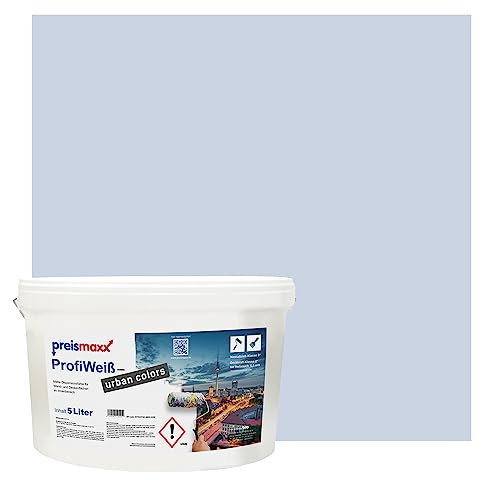 Preismaxx Profiweiß Wandfarbe lila 5L, hohe Deckkraft, Dispersionsfarbe innen, Innenwandfarbe Raumfarbe lavendel deckend, Deckkraftklasse 2, matt Innenfarbe Profi Qualität