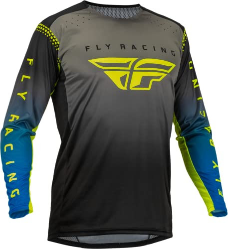 Fly Racing Unisex Jersey Lite Kurzarm-Trikot, Grau/Blau/hohe Sichtbarkeit, M