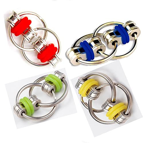 Kette Fidget Spielzeug,Flippy Chain Toy, Kette ZappelnSpielzeug,Dekomprimierung Ketten-schlüsselring Fidget Schlüsselanhänger Kette Schnalle Entlastet Druck Spielzeug Metall Hand Spinner-Spielzeug