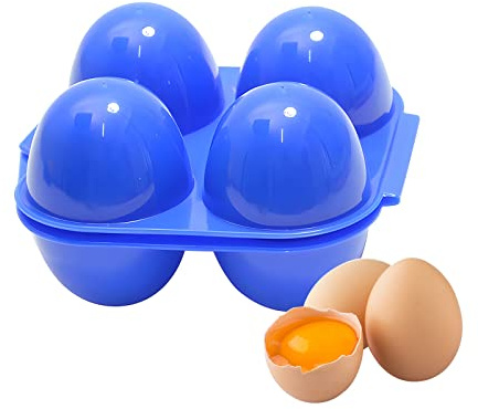 RoseFlower 4 Grid Egg Carrier, Portable Egg Holder with Buckle, Fridge & Freezer Safe, Shock-Proof