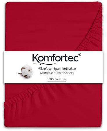 Komfortec Mikrofaser Spannbettlaken 90x200 cm – Weiches Spannbetttuch mit Rundumgummi – Fitted Sheet für Matratzen bis 30 cm – Rot – Oeko-Tex – Pflegeleicht & Hautfreundlich – 90g/m²
