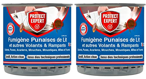 PROTECT EXPERT Lot de 2 Fumigènes Anti-Punaise De Lit - 2x10g - Elimine Les Larves & Punaises De Lit & Acariens Sans Dépôts Visibles ni Odeurs Persistantes - Curatif & Action Choc PUMIG10X2