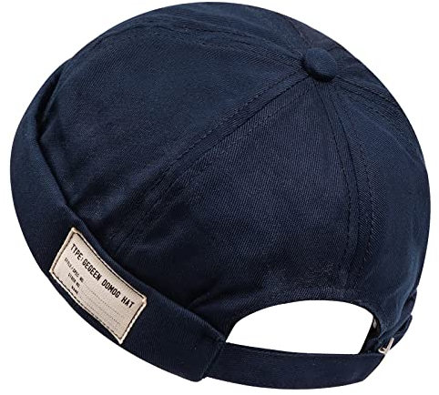 CLAPE Berretto Docker Cotone Regolabile Cappello Uomo Donna Senza Visiera Retro Docker Hat Cappellino da Portuale Beanie Skull cap Navyblue GD21