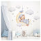 DEKO KINDERZIMMER Wandsticker Bär mit Mond Kinderzimmer Wandtattoo Wandaufkleber Wolken Sterne Babyzimmer Wanddeko DK1063-2