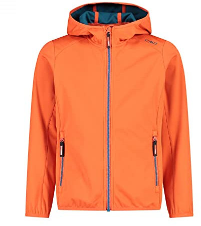 CMP Unisex Kinder Leichte Softshelljacke für Kinder mit Fester Kapuze Jacke Kokon-Mantel, Campari, 98