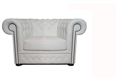 Chesterfield Sessel First Class Leder | 2 bis 4 Wochen Lieferzeit (Weiß)