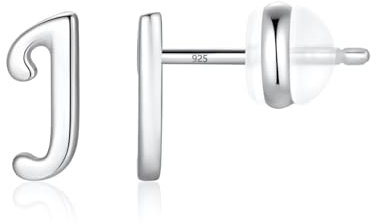 TINGN Ohrstecker Ohrringe Silber 925 Mädchen Damen, Initial J Kleine Ohrstecker Silber Ohrschmuck für Tochter Kind Geburtstagsgeschenk für Enkelin Nichte Kinder
