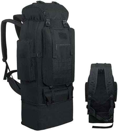 Ogetok 100L Camping-Wanderrucksack, Großer Survival-Jagdrucksack Herren, wasserdichter taktischer Rucksack für Herren und Damen, leichter Molle-Militärrucksack für Outdoor-Reisen, Schwarz