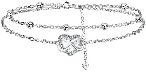 Micory Unendlichkeits-Herz Armband für Damen 925 Sterling Silber mit Zirkonia Armbänder Damen Verstellbar Armkette Valentinstag Muttertag Geburtstags Weihnachten Geschenk