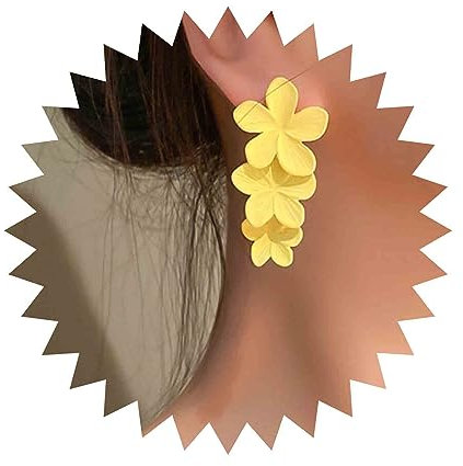 Dervivea Boho Blume Baumeln Ohrringe Große Emaille Blume Ohrringe Gelb Blume Gänseblümchen Ohrringe Matt Floral Tropfen Ohrringe Schmuck Für Frauen Und Mädchen