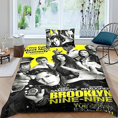LENTLY Brooklyn Nine-Nine Posters Bettwäsche 3er Set Mit 3D Bettwäsche-Sets Mikrofaser Bettbezüge, Kinder Bettbezug Set Mit Kissenbezug Single(135x200cm)