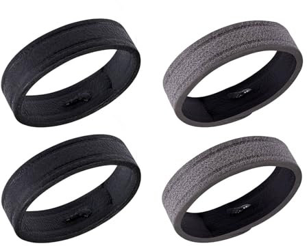 ANNEFIT Leder Uhrenarmband Schlaufe, 4 Stück Ersatz Uhrenband Schlaufe Halter, Kompatibel mit 18mm Uhrenarmbänder (Schwarz+Grau)