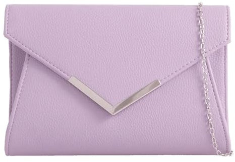 Pochette a tracolla in finta pelle stile busta, da sposa, ballo di fine anno, matrimonio, sera, Lilla, medium