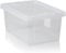 Checkmart PACK OF 2 Large Storage Box with Lid Strong Plastic Stackable Nestable Container Home Office Clear (14 Litre)