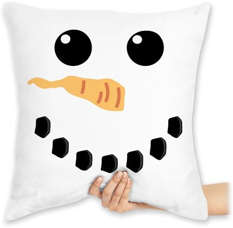 Kissen 40x40 Zierkissen - & - Schneemann Karneval Kostüm I Fasching Schneeman Kostüm Weihnachten Christmas Eiskönigin Olaf - 40 x 40 cm - Weiß - fasching- snowman carnevale schneemannn karnevals