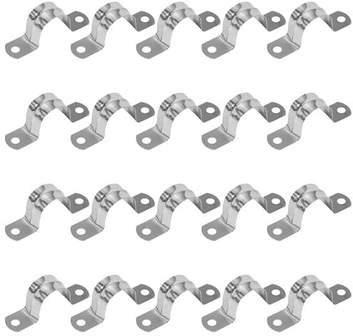 QIMEI-SHOP Abrazaderas Metalicas para Tubos 25mm Abrazadera Tubo en U de Acero Inoxidable 304 para Tubos de Agua Manguera Sujetador 20 Piezas