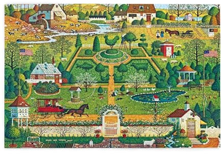 Adults Kids 1000 Pieces Wooden Jigsaw Puzzle Charles Wysocki Topiary Tendencies Puzzle Challenging Educational Fun Family Games Toys Gifts for Home Kitchen Decor Family Activities