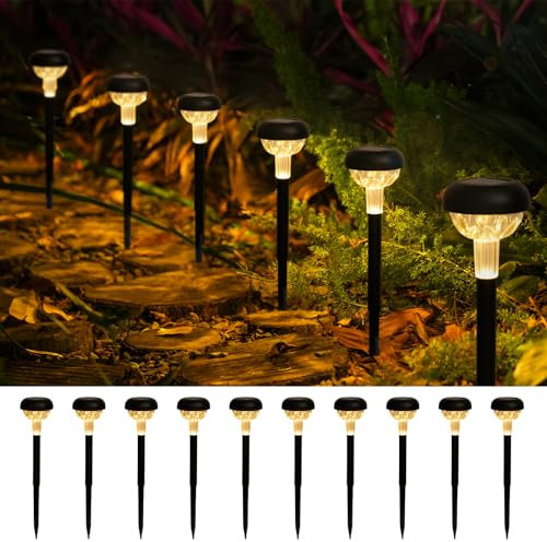 JOYCREATOR LED Solarleuchten für Außen 10 Stück, Solarlampen für Außen Garten IP65 Wasserdichte, Warmlicht Solar Gartenleuchte Gartendeko für Draußen Balkon Terrasse Rasen Blumentöpfe Weg Geschenke