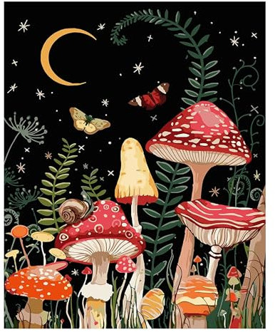 ParNarZar Diamond Painting Set für Erwachsene Pilz Mond Schmetterling 35x45cm Klein Eckige Steine vollbild set für Küche, Speisesaal, Wohnstub, Schlafzimmer, Eingangshalle, Treppe