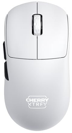 CHERRY XTRFY M68 Pro Wireless, Ultraschnelle Kabellose Gaming-Maus, 2,4 GHz Funk, Optimiert für esports, 8K-Mouse, Symmetrische Form mit Flacher Front, Weiß