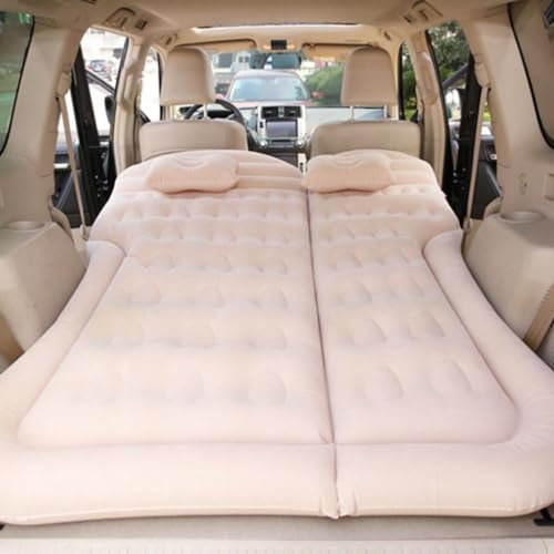 NOVSKI Für Skoda Rapid Matratze Auto Luftbett,Tragbar Dickere Rücksitz Kofferraum Reisen Luftkissen Reise Campingzubehör,C-Beige 01