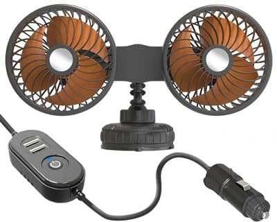 Fan Voiture Ventilateur Voiture avec Grande Ventouse Silencieux 3 Vitesses Rotation 360 Degrés 12V 24V pour Tableau Bord Refroidissement Automobile 1 Pièce Ventilateurs Auto(Car Recharge)