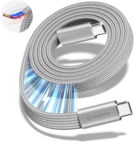 Magtame USB c Cable, 240w Flat Magnetic USB C to USB c Cable, 1.5m 5a nylon Weaving Fast charge c Cable, para Phone 15/15 Pro / 18 pro max, para Samsung Mac book