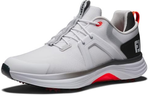 FootJoy Zapatos de golf Hyperflex para hombre, Blanco/Negro/Rojo, 42.5 EU