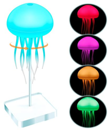 Schwimmende Quallenlampe Sprachsteuerung 72-Farben-LED-Quallenlampe mit Farbverlauf, kabellose tragbare Umgebungsbeleuchtung mit tanzenden Beinen & Berührungssensor Wiederaufladbare Schreibtischlampe