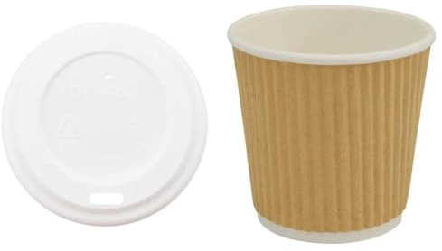 vidaXL Pappbecher mit Deckeln 1000 Stk. 4oz 100ml