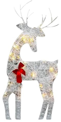 Weihnachtsdeko Aussen LED Rentier Weihnachtsbeleuchtung Außen Rentier Figuren, Eisen-Elch Weihnachtsdeko Weihnachtsbeleuchtung Aussen, LED Rentier Beleuchtet Innen/Outdoor Weihnachtsdekoration