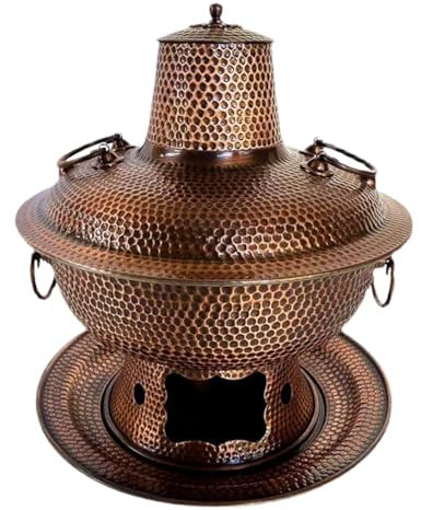 MOKLYF Chinesischer Hot Pot Chinesischer Kupfer-Hot Pot Handhammer Traditioneller Eintopftopf Suppentopf Kochgeschirr Für Zuhause Party Kochgeschirr Hot Pot(Eine Farbe - 32cm