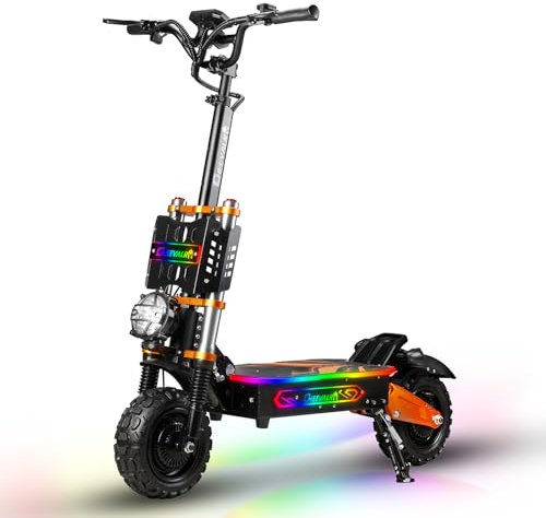 JAYSIMXIN Elektroroller für Erwachsene,Offroad E-Scooter,Klappbar,11 Zoll All-Terrain Vakuumreifen,Doppelmotor,mit Bluetooth-Lautsprecher,60V 43Ah Lithiumbatterie,120 km Reichweite
