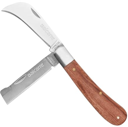 HALNKSZDDD Veredelungsmesser, zweischneidiges Gartenmesser, Gartenknospenmesser aus rostfreiem Stahl, Klappmesser zum Veredeln, multifunktionales Schneidwerkzeug