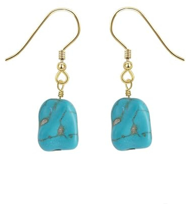 HeyMeili Orecchini Pendenti Retrò Blu Turchese con Gancio Gioielli di Argento Sterling 925 per Donna Ragazze