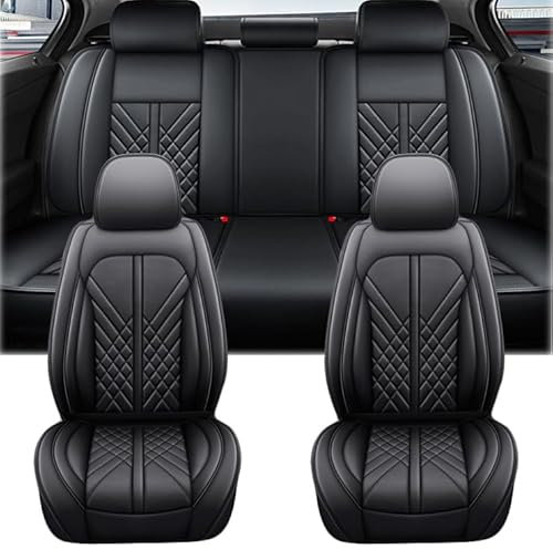 LOPAMCGH Auto Sitzbezüge Sets für BMW 3er Touring F31 Wagon 2012-2018, 5 Sitzer PU Leder Autositzschoner, Vorne Hinten All Inclusive Wasserdicht Bequem Schonbezug, Autositzbezüge Zubehör,A Black