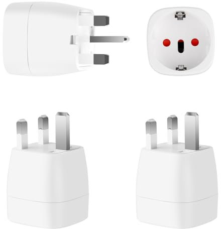 TNOMSNO 3 Piezas Adaptador Enchufe UK, con Dispositivo de Protección de Seguridad Enchufe Irlanda, Adaptador UK para Irlanda, Maldivas, Singapur y Hong Kong (Tipo G)