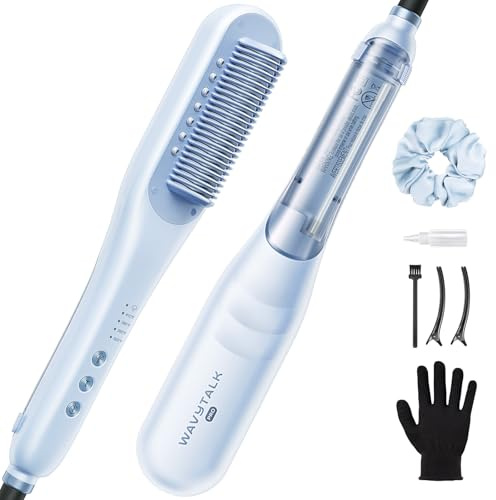 Wavytalk Pro Steam Hair Straightener Brush, Steamline Pro 3-in-1 Straightening Brush for Curly Hair, Fast Salon Results with Less Damage, Anti-Frizz and Hair Nourishment