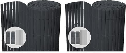 VOUNOT® Canisse en PVC Brise Vue Ultra Renforcé avec Attaches de Fixation Double Face pour Jardin Balcon et Terrasse Résistante à la Corrosion et aux Intempéries 90x300cm Gris (Lot de 2)