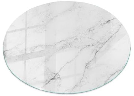 Glasplatte für Tisch ⌀ 60 cm Rund für Küche und Esszimmer Auswechselbare Platte Tafelglas Geschliffene Kanten Dekoration Gehärtetes Glas Modernes Design - Motiv Marmoroberfläche