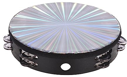 Koolenry Tambourine Handheld Drums 8-Inch Double Jingle Sound Reflective Tambourine Musical Instrument Children KTV Party
