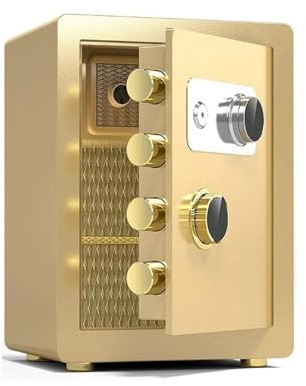 Qxmiguel Tresor Safe Schranktresore Bürostahl Feuerfest Wasserdicht Und Diebstahlsicher Mechanischer Kombinationsschlüssel for Hotel- Und Familienaufbewahrungsbox Geld safes(Gold,40x36x32cm)