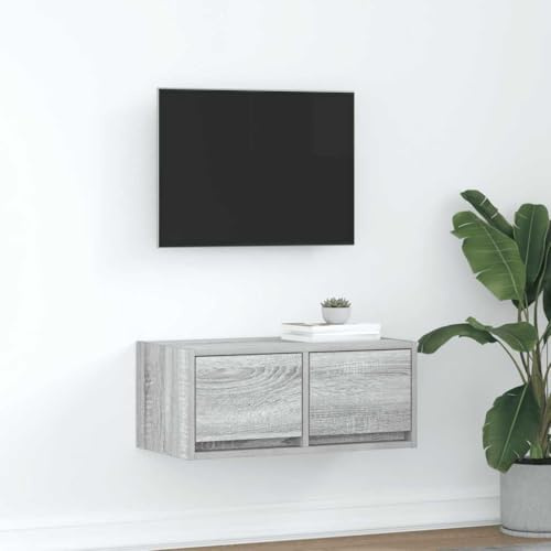 KTHLBRH Armoire TV Murale en Bois d'Ingénierie avec Grand Espace de Rangement pour Téléviseur et Systèmes Stéréo, Meuble HiFi Stable et Résistant à l'Humidité, Design