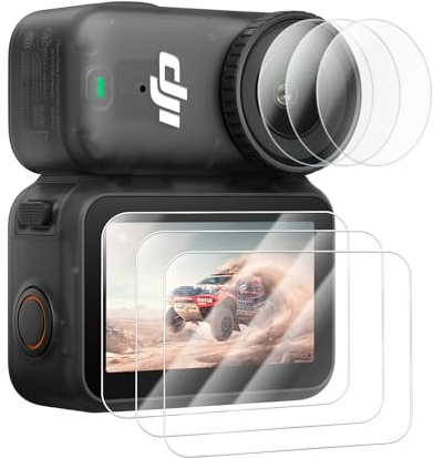 kinokoo Screen Protector for Dji Osmo Nano Action Camera, 0.25mm 9H Hardness Crystal Clear Tempered Glass Film for Dji Osmo Nano with Soft TPU Lens Film - Anti- Scratch & Bubble-free (3+3 Packs)