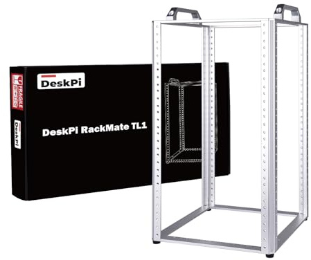 GeeekPi DeskPi RackMate TL1 – 10-Zoll 10U Serverschrank (264 mm Tiefe) für Netzwerk-, Server-, Audio- und Videoequipment, aus Aluminiumlegierung im offenen Rahmendesign