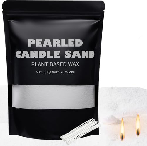500g White Pearled Candle Sand and Wicks,Candle Beads Jasmine Fragrance Pearled for DIY Candles Making, Refillable Beaded Wax Non-Toxic Natural Customized for Home Decoration Wedding Party (White)