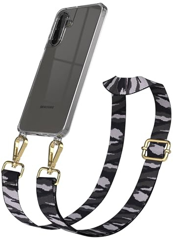 EAZY CASE Handykette - Verstellbares Taschenband kompatibel mit Galaxy A17, Schulterriemen, Handykordel mit Silikon Hülle, Umhängetasche, Grau Camouflage Gold