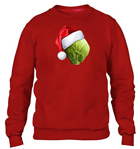 FunkyShirt Sprout Hat Sweater Christmas Funny Xmas Jumper (Mens - XL, Red)