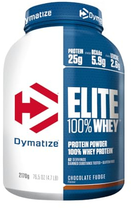 Dymatize Elite Whey Chocolate Fudge 2,1 kg - High Protein Low Sugar Powder + Whey Protein and BCAAs
